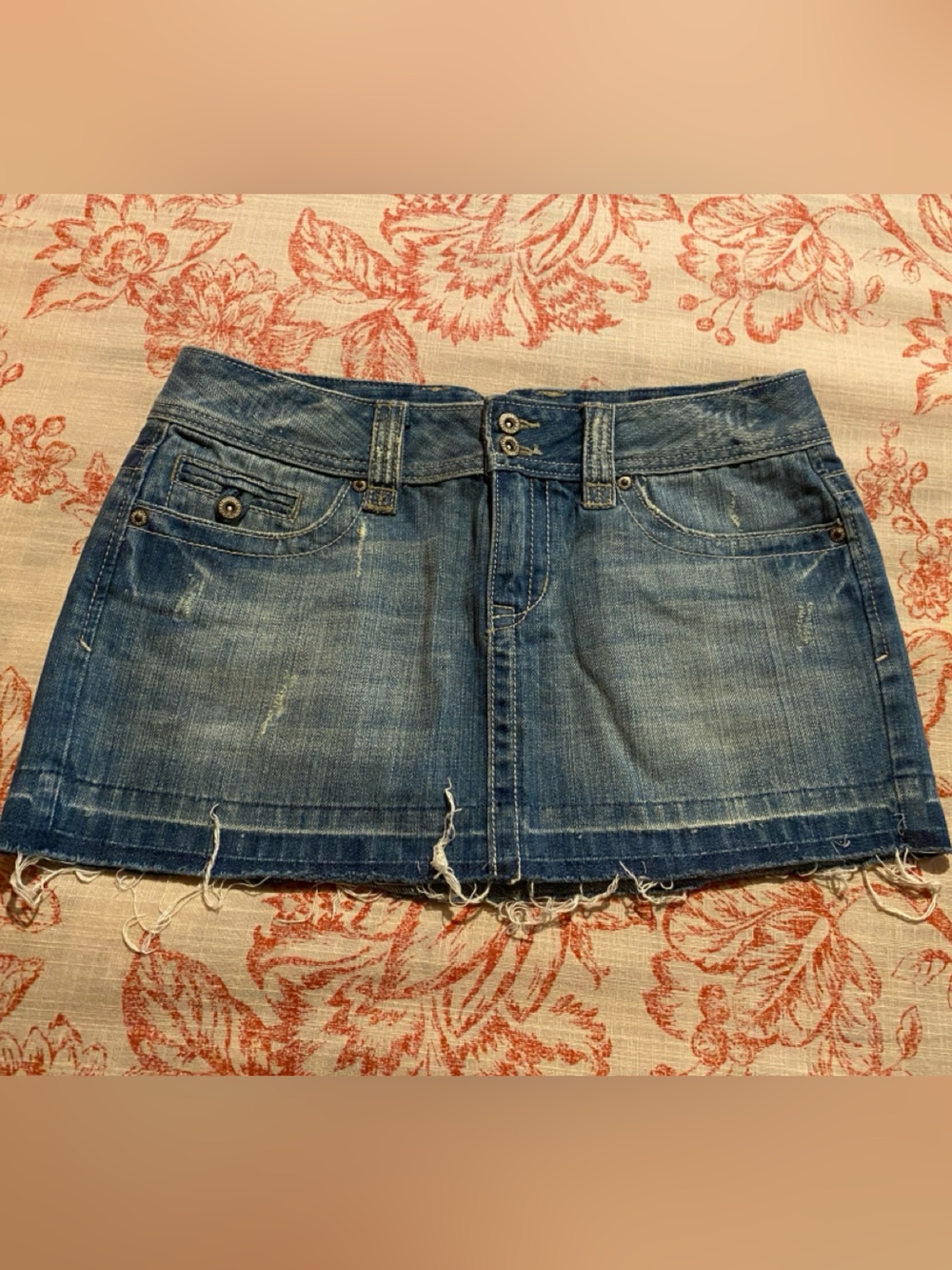 Hollister Blue Denim Distressed Mini Skirt